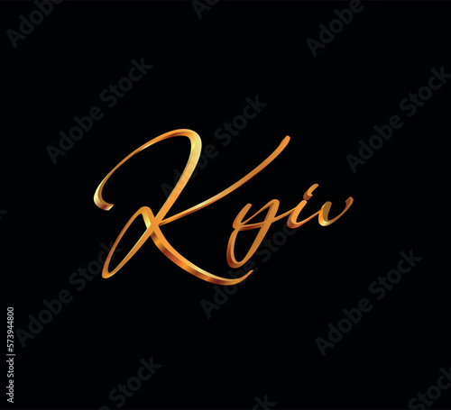 decorative 3d gold kyiv text on black background