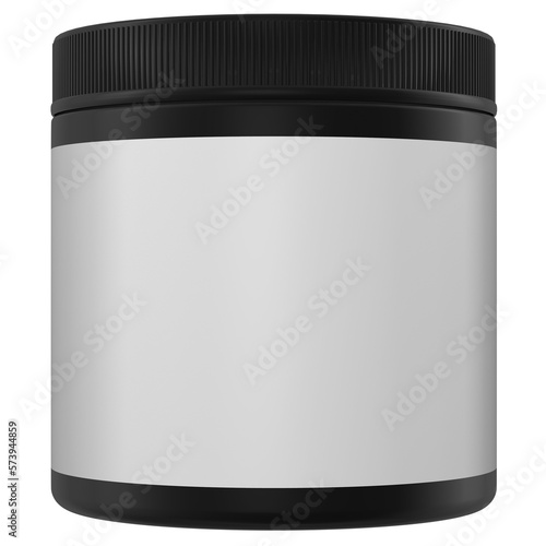 Realistic 3D black jar rendering mockup