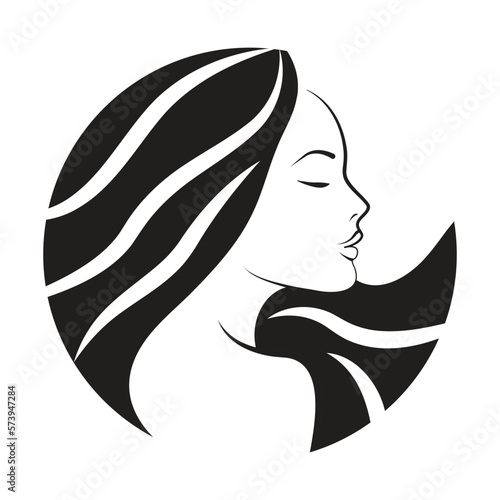 Print op canvas Woman with long black hair icon design