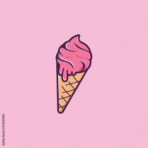 Ice Cream Illustration Logo Template with Simple Vector Concept.