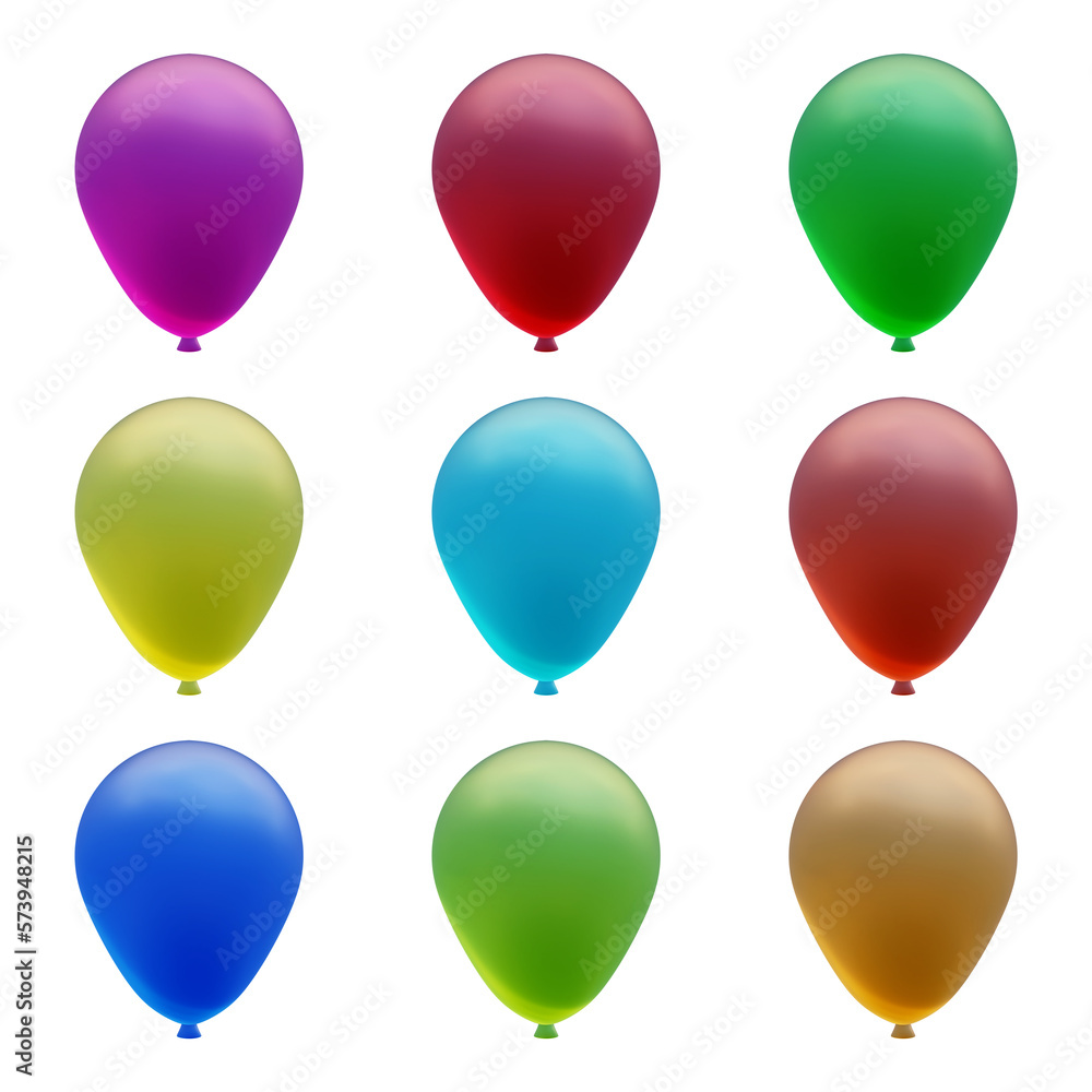 Set of balloon shapes in 3d render Set of balloon shapes in 3d render