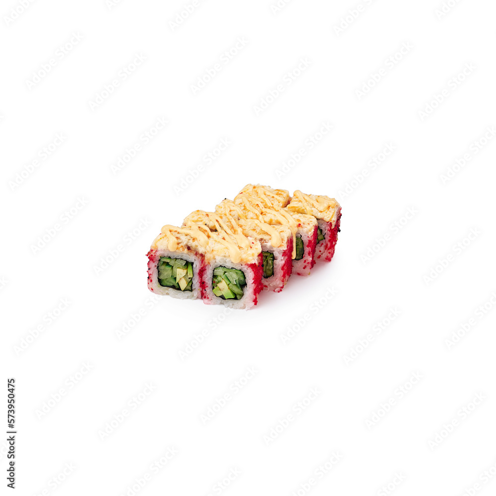 set baked sushi rolls Aoki white background isolated set baked sushi rolls Aoki white background isolated