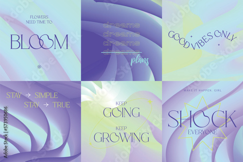 Social media gradient aesthetic quotes template collection	