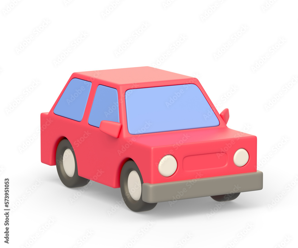 Realistic 3d icon of red car auto