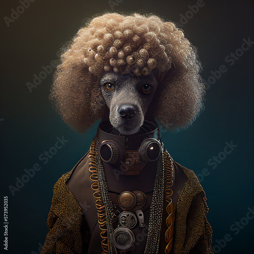 Tableau sur toile Realistic lifelike poodle dog doggy puppy in high end cyberpunk cyber high tech