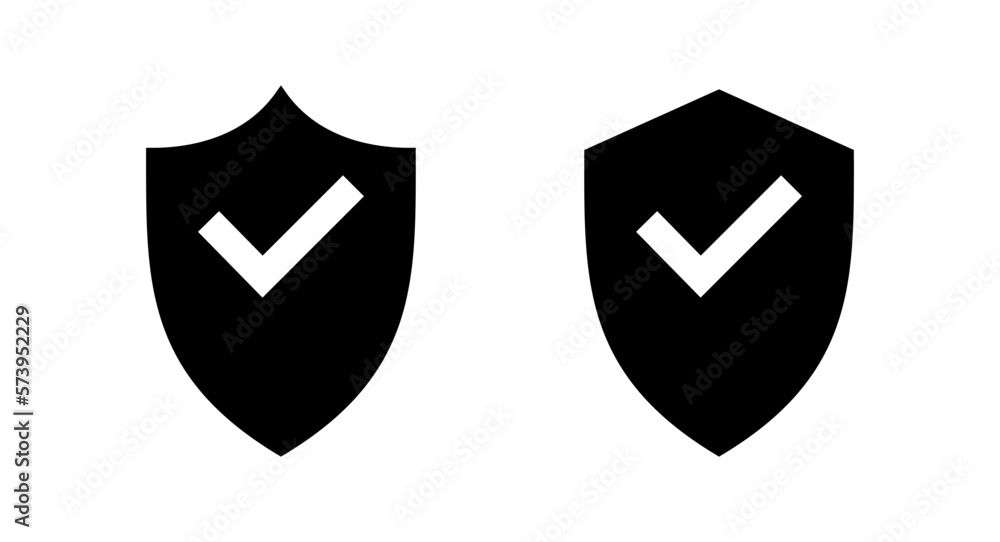 Shield check mark icon vector illustration. Protection approve sign. Insurance icon Shield check mark icon vector illustration. Protection approve sign. Insurance icon