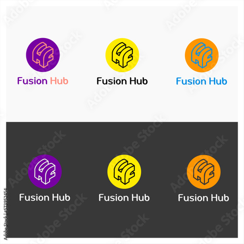 Logo for a technology business with names letter F and H