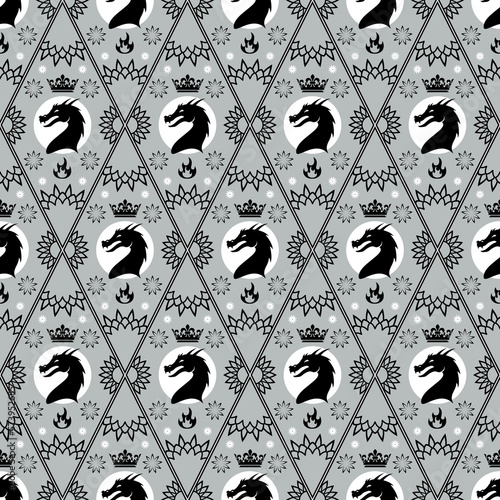 Foto Seamless pattern with dragons