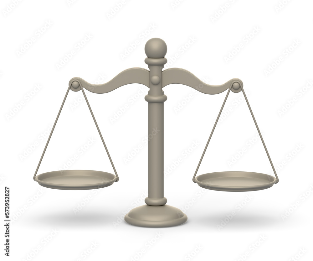 Realistic 3d icon of metal scales of justice Realistic 3d icon of metal scales of justice