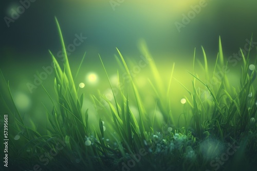 The bottom of the wallpaper is a dense light green lawn, a dreamy solid background, blurred, soft light, AI generated