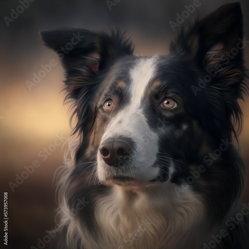 Border Collie posing in the fantasy wilderness. Dog portrait. © paranoic_fb