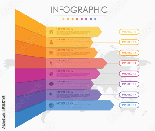 Timeline infographic template design icon 8 option