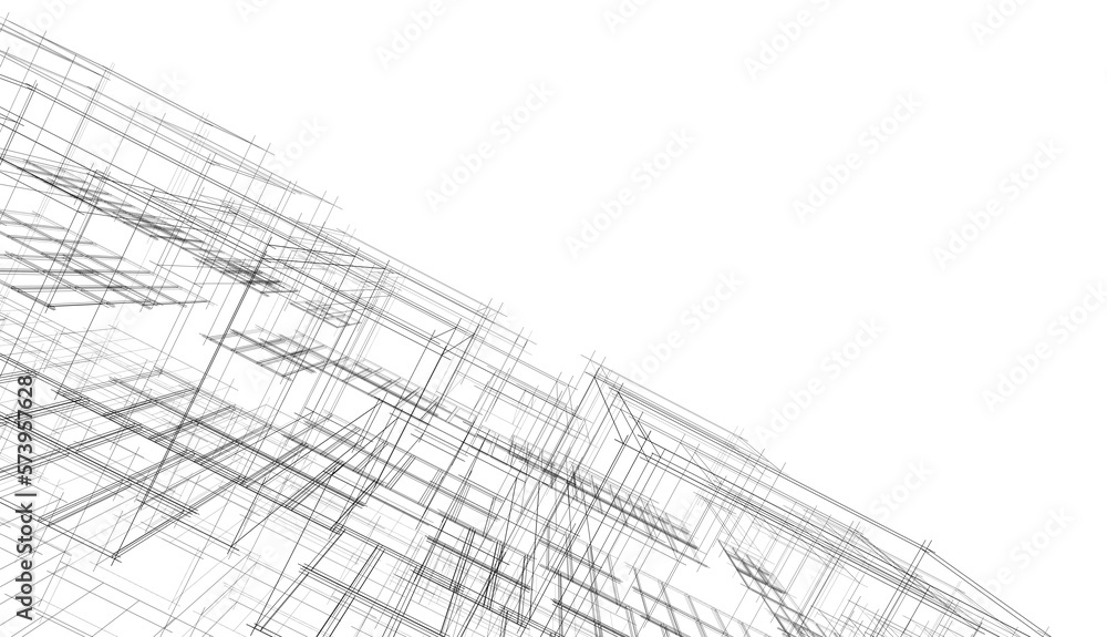 Architecture building 3d rendering