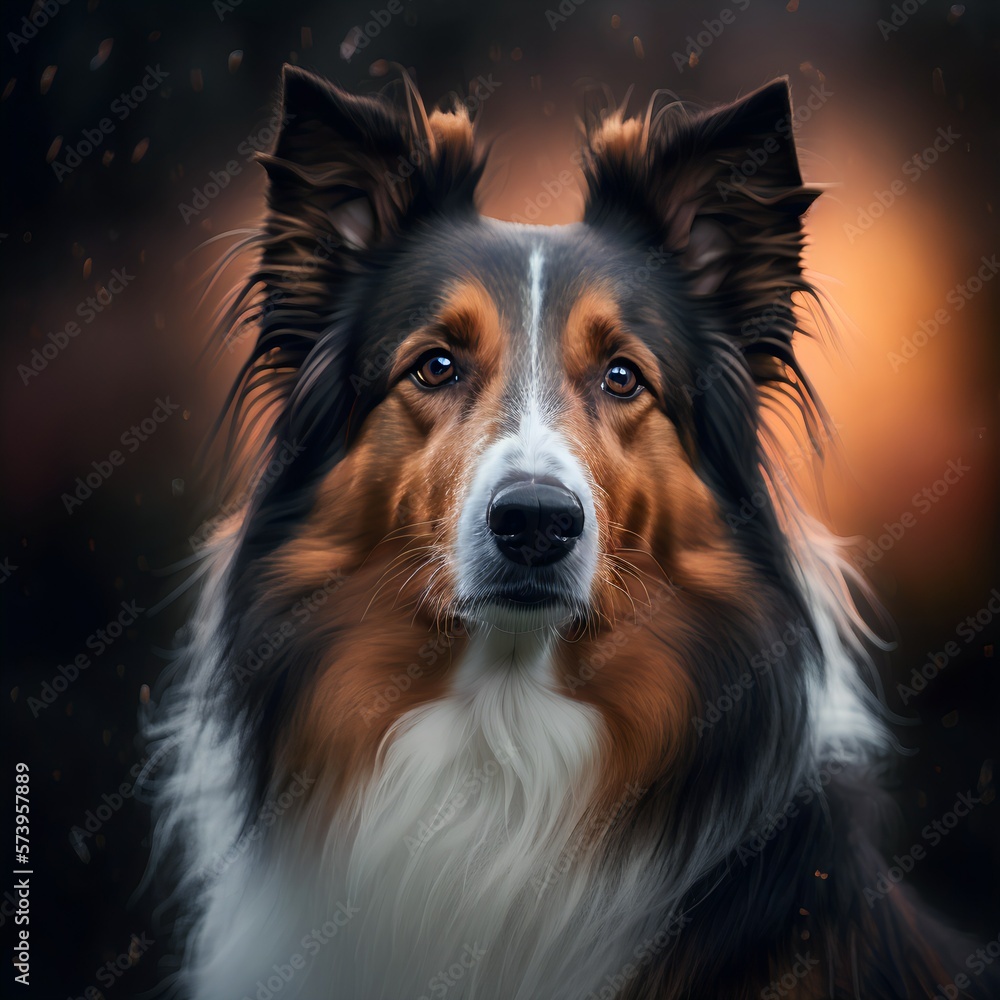 Collie posing in the fantasy wilderness. Dog portrait. Collie posing in the fantasy wilderness. Dog portrait.