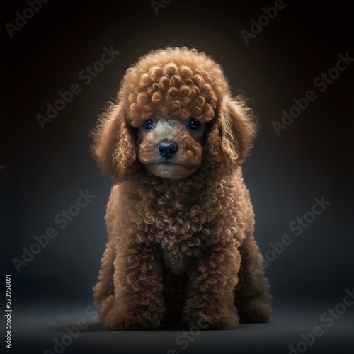 Poodle posing in the fantasy wilderness. Dog portrait.