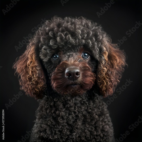 Poodle posing in the fantasy wilderness. Dog portrait.