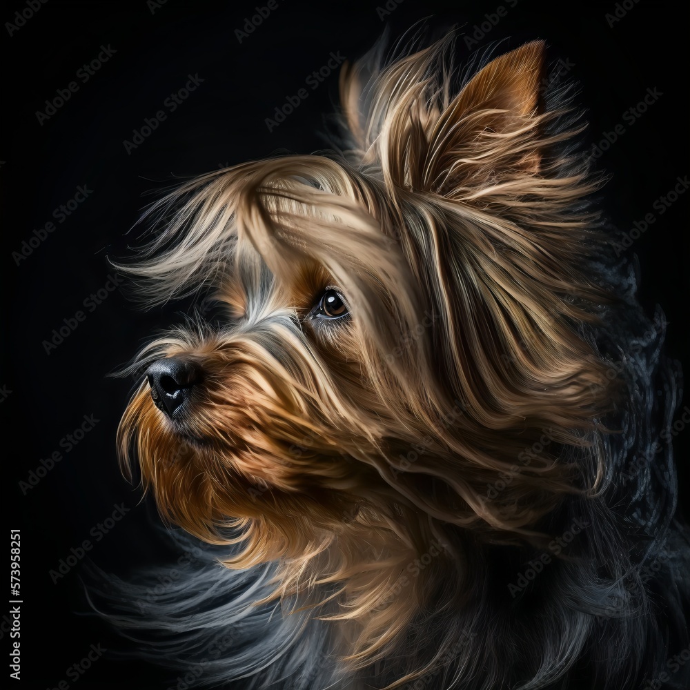 Yorkshire Terrier posing in the fantasy wilderness. Dog portrait. Yorkshire Terrier posing in the fantasy wilderness. Dog portrait.