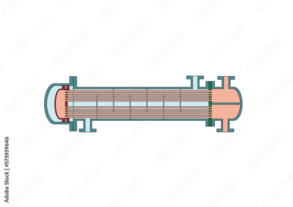 Floating Head shell-and-tube Heat Exchanger Stock Vector | Adobe Stock