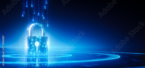 Fotografiet Cyber technology security, network protection background design