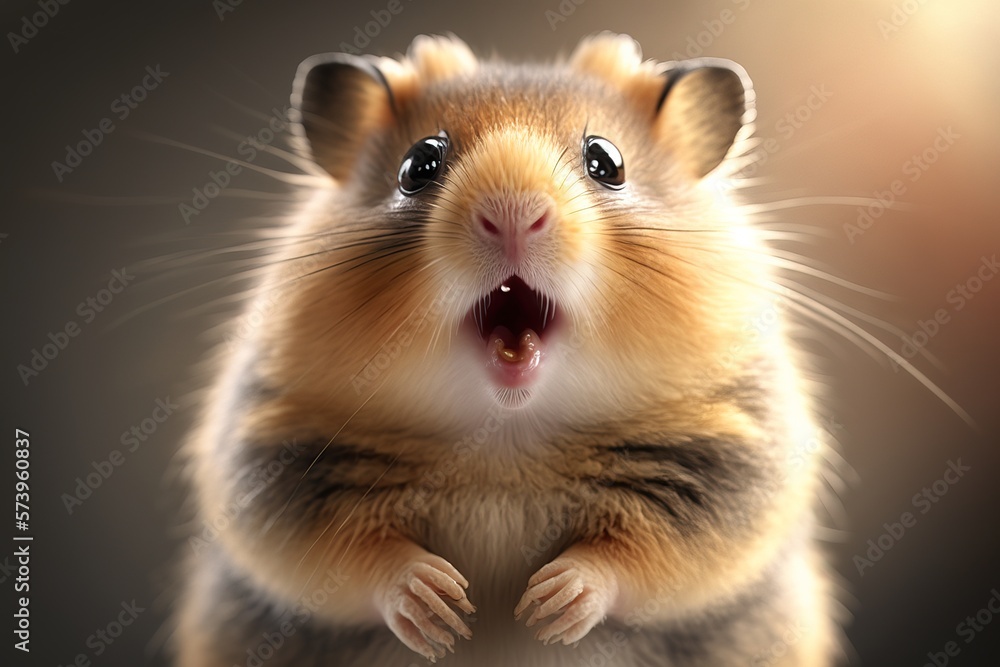 A hamster is making a funny face with its mouth open and tongue out and it's mouth wide open