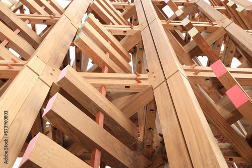 Photos Construction details with teak wood, joints between elements
