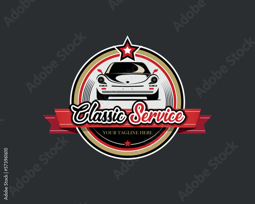 Car Logo Classic Badge Emblem Design in black, red and yelow