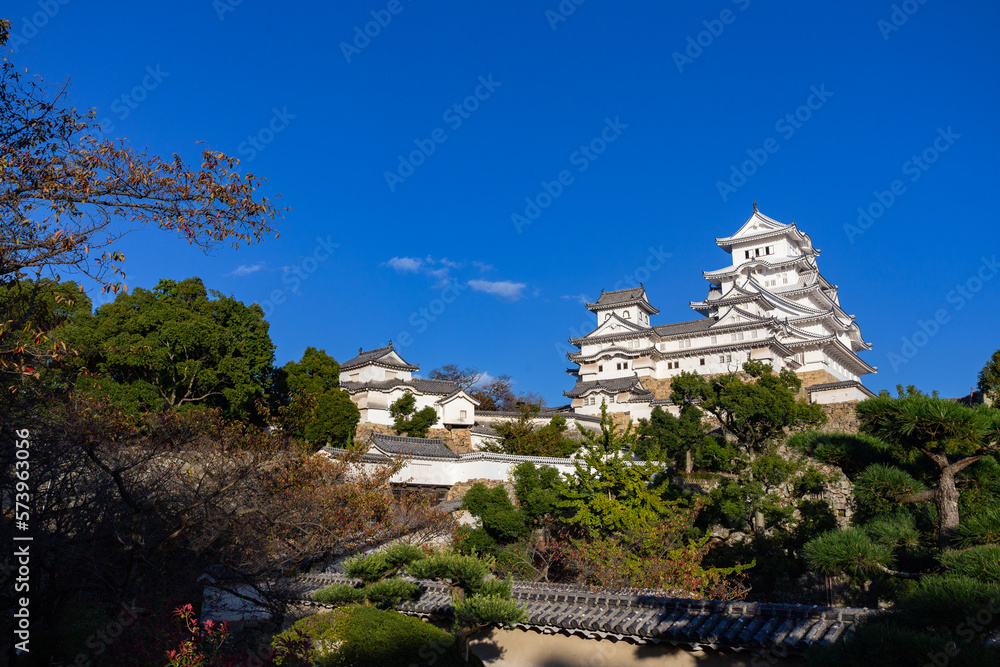 Ancient Samurai Castle of Himeji with Blue Cloudy Sky. Japan. Ancient Samurai Castle of Himeji with Blue Cloudy Sky. Japan.
