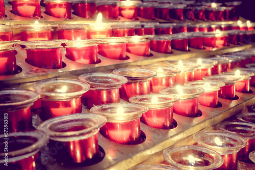 Candles in Santiago de Compostela Cathedral, Galicia, Spain © daboost