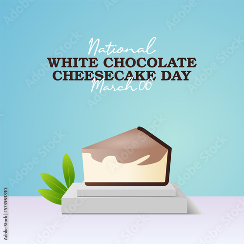 vector graphic of white chocolate cheesecake day good for national white chocolate cheesecake day celebration. flat design. flyer design.flat illustration.