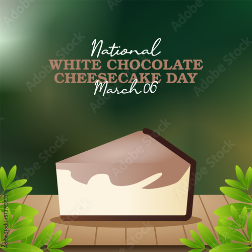 vector graphic of white chocolate cheesecake day good for national white chocolate cheesecake day celebration. flat design. flyer design.flat illustration.
