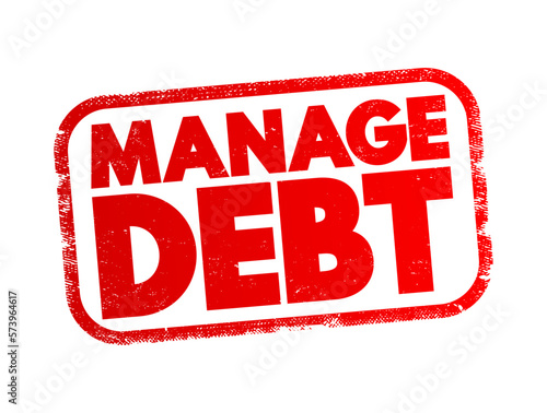 Manage Debt text stamp, concept background