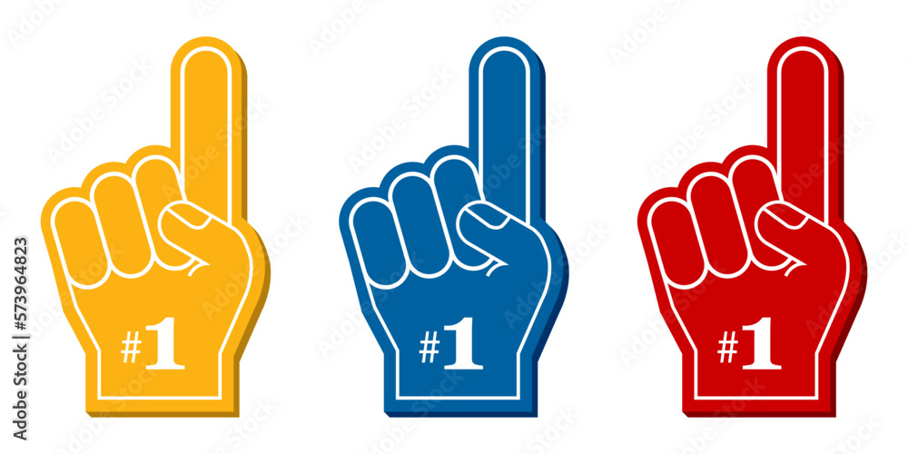 Fototapeta premium 1. Number one. Fan foam finger. Vector illustration