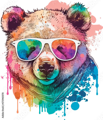 Cute happy mama bear. Artwork design, illustration for T-shirt printing or poster.