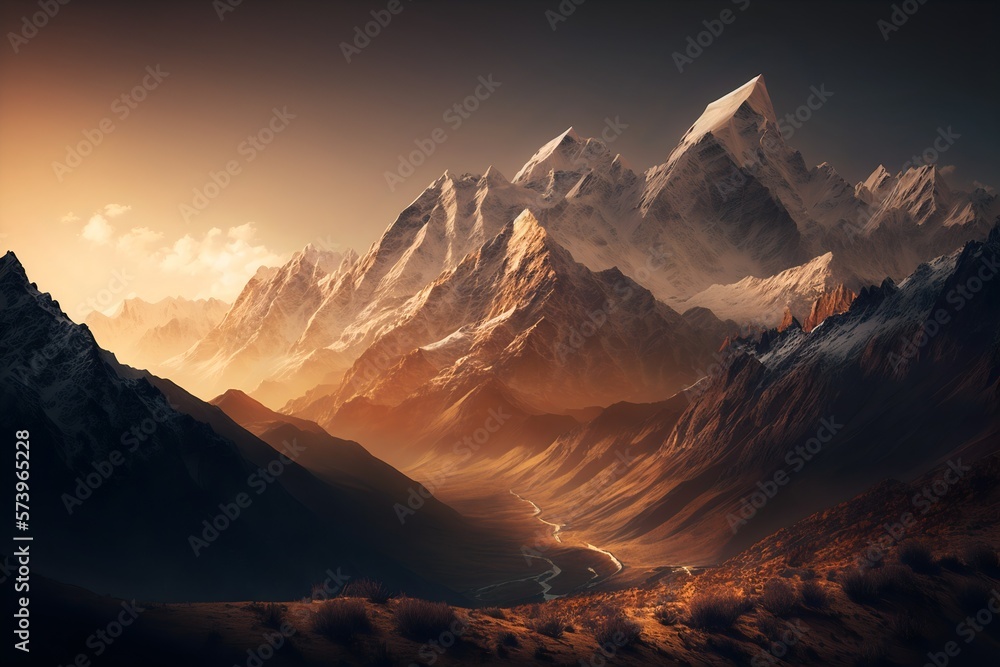 Himalayan mountainous landscape. Beautiful fresh panorama.