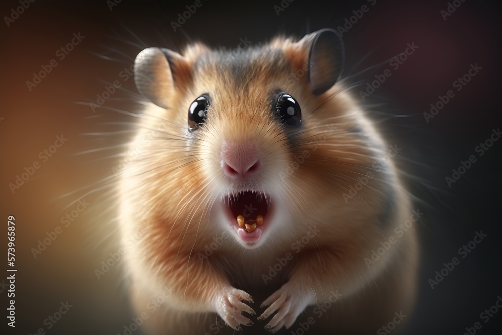 A hamster with its mouth open and it's mouth wide open with its mouth wide open highly detailed