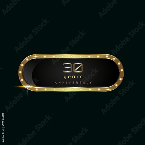 30 years celebration Golden buttons and premium banner on dark background use for as luxury button concept design