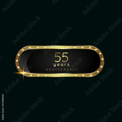 55 years celebration Golden buttons and premium banner on dark background use for as luxury button concept design