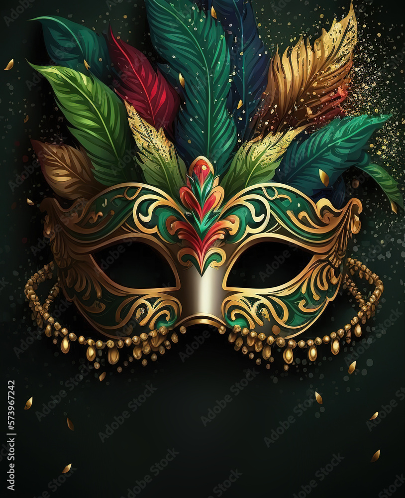 Poster with masquerade mask for mardi gras stock illustration Mardi Gras, Mask - Disguise, Carnival - Celebration Event, Costume, Flyer - Leaflet