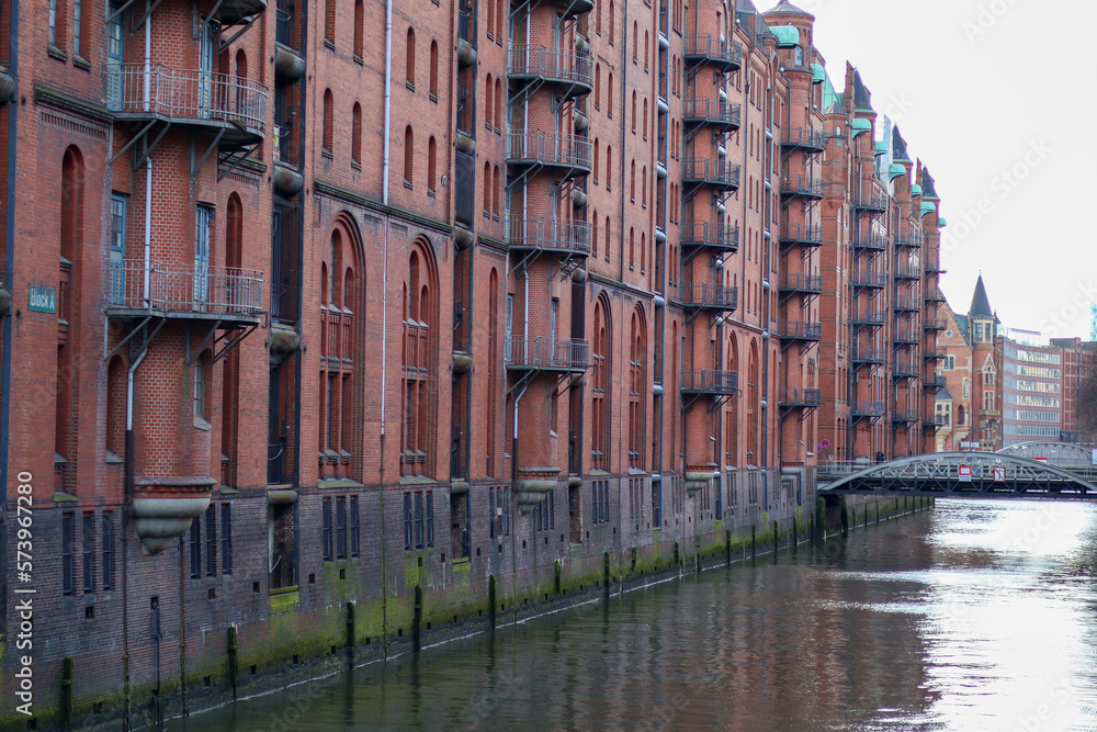 European brick buildings along a canal