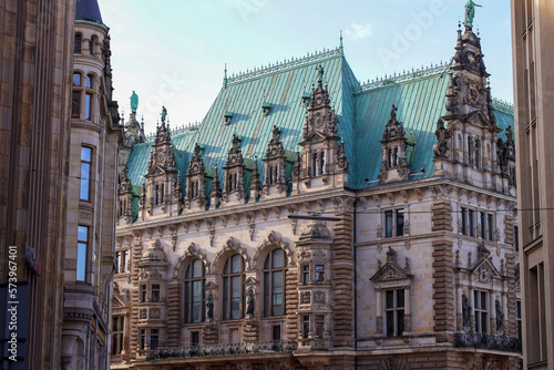 Rathaus Townhall building in Hamburg, Germany