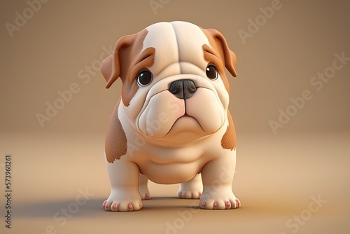 Cute Cartoon Bull Dog with ...