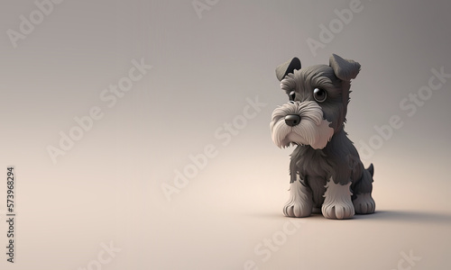 Cute Cartoon Schnauzer with...
