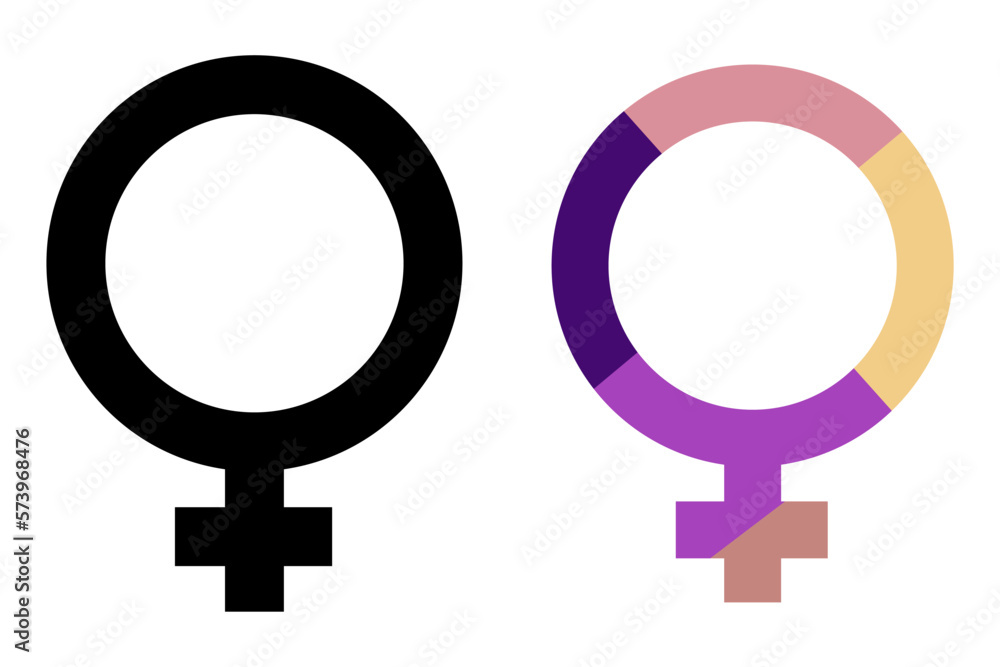 Female sex symbol icon set. Female gender icon, woman sign, Female icon. Venus Symbol set. womens day symbol Multi color gender equality icon.. Female sex symbol icon set. Female gender icon, woman sign, Female icon. Venus Symbol set. womens day symbol Multi color gender equality icon..