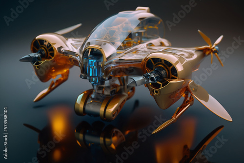 Generative ai extremely detailed and realistic 3D illustration of a drone