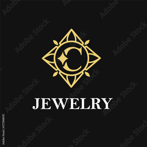 C Letter with Sparkle and Diamond Icon for Jewelry Ring  Necklace  Accessories Retail  Store Business Workshop Logo Template