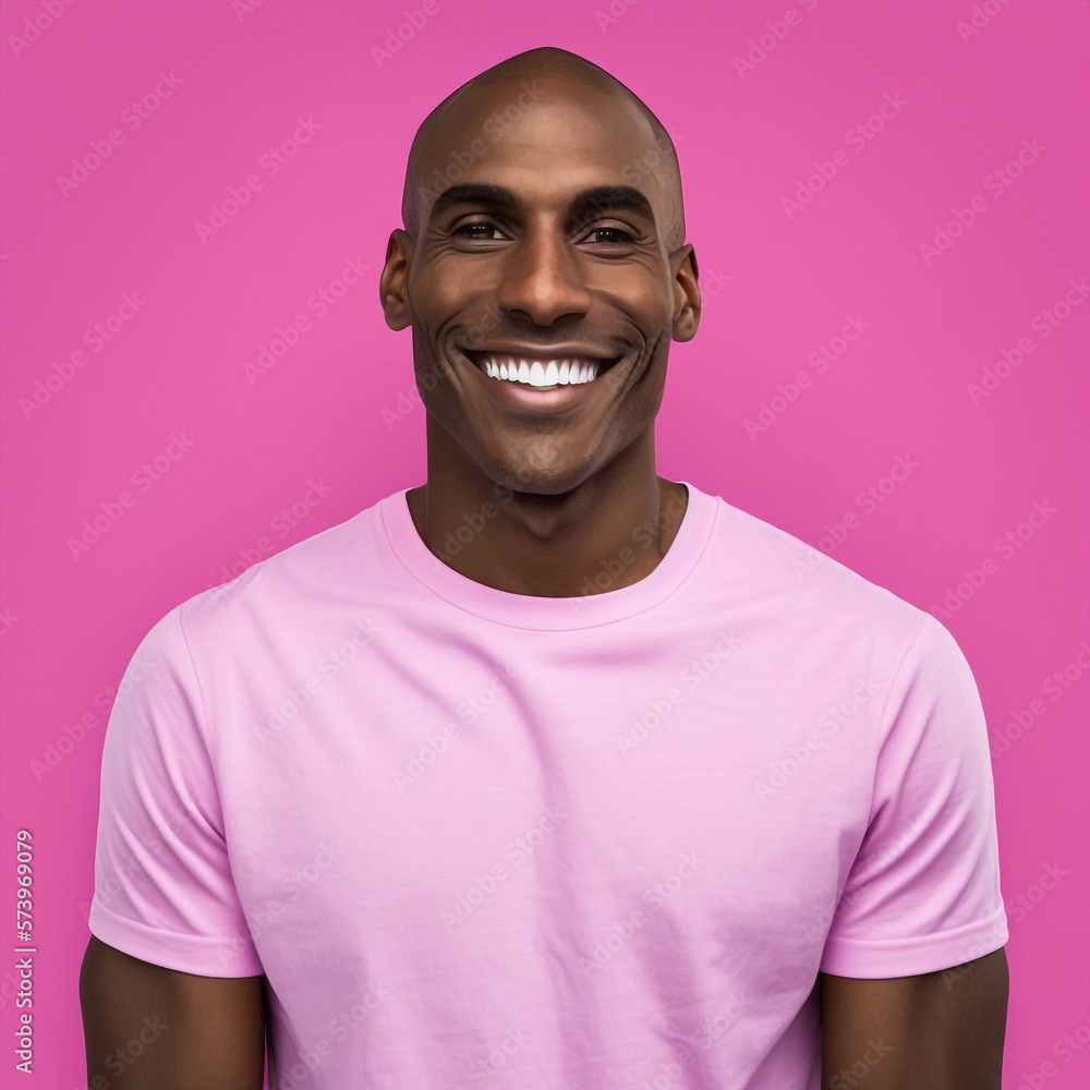 Generative ai young black man posing isolated pink background Generative ai young black man posing isolated pink background