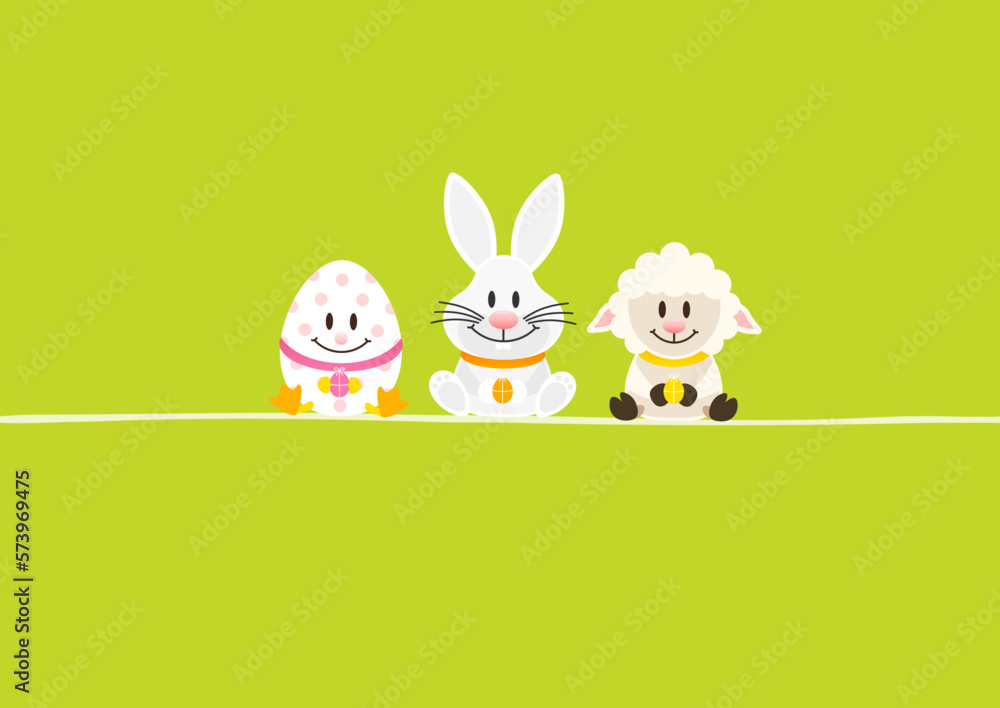 Karte Osterei Weißer Osterhase & Schaf Grün Karte Osterei Weißer Osterhase & Schaf Grün