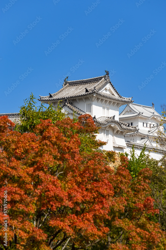 Ancient Samurai Castle of Himeji with Blue Cloudy Sky. Japan. Ancient Samurai Castle of Himeji with Blue Cloudy Sky. Japan.