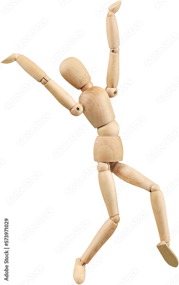 Wooden Mannequin Dummy Celebrating - Isolated Wooden Mannequin Dummy Celebrating - Isolated