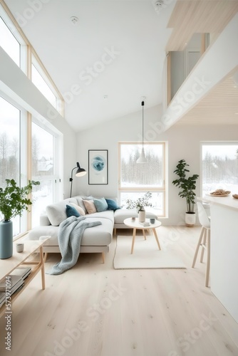 Modern interior. scandinavian style  Generative AI